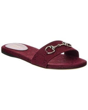 Gucci Horsebit Gg Canvas Sandal - Red