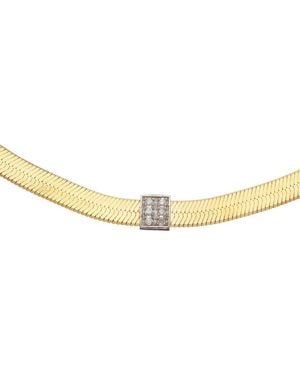 Meshmerise 18K Vermeil 0.06 Ct. Tw. Diamond Herringbone Choker Necklace - Metallic