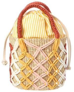 Rafe New York Michelle Straw Bucket Tote - Metallic