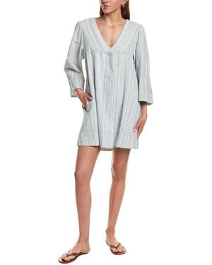 Free People Goldie Balloon Sleeve Linen-Blend Mini Dress - Grey