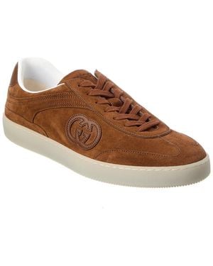 Gucci G75 Suede Trainer - Brown