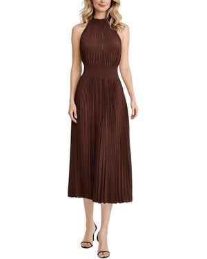 Marina Pleated Midi Dress - Brown