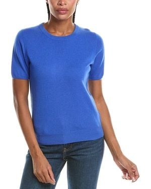 N.Peal Cashmere Milly 100% Cashmere Classic T-Shirt - Blue