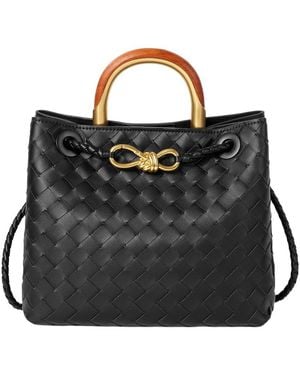 Tiffany & Fred Paris Handwoven Mini Leather Tote - Black