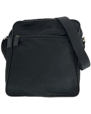 Prada Nylon & Leather Logo Shoulder Bag (Authentic Pre-Loved) - Black