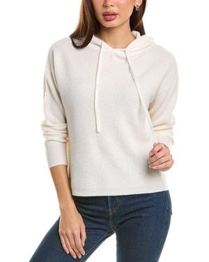 Magaschoni Half Cardigan Stitch Rib Cashmere Pullover - White