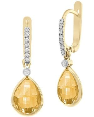 Reiss 14K 0.14 Ct. Tw. Diamond & Citrine Earrings - Metallic