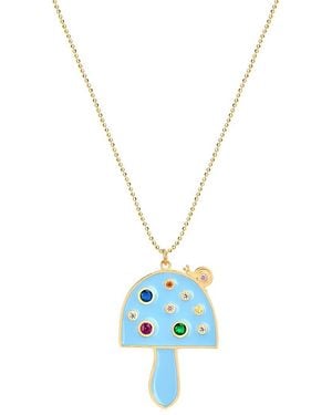 Gabi Rielle Shining Moment 14k Over Silver Cz Sparkling Shroom Necklace - Blue