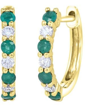 Gemstones 14K 0.40 Ct. Tw. Emerald Hoop Earrings - White