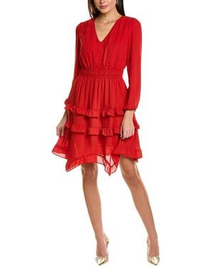 Nanette Lepore Crepe Chiffon Mini Dress - Red