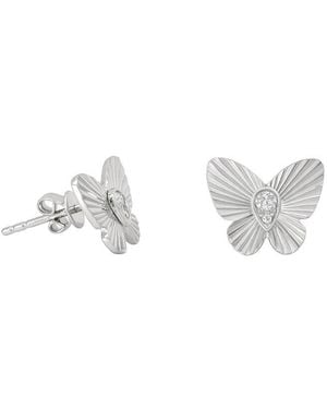 Maitre De Diamant 18K 0.05 Ct. Tw. Diamond Earrings - Metallic