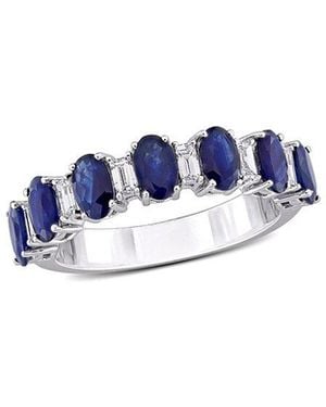 Rina Limor 14K 2.78 Ct. Tw. Diamond & Sapphire Semi-Eternity Ring - Blue