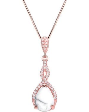 Genevive Jewelry 18k Rose Gold Plated Cz Pendant - White