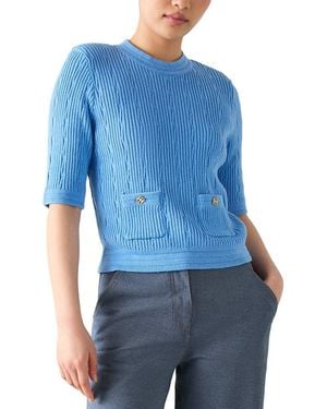 LK Bennett Shona Knitted Wool-Blend Top - Blue