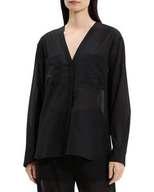 Theory Sheer Lightweight Wool Shirt - Black