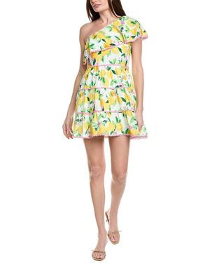 Adrianna Papell One-Shoulder Ruffle Mini Dress - Yellow