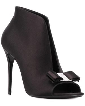 Ferragamo Vara Bow Leather Bootie - Black