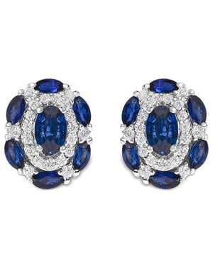 Haus of Brilliance Colourful Gemstones 14K 2.74 Ct. Tw. Diamond & Sapphire Stud Earrings - Blue