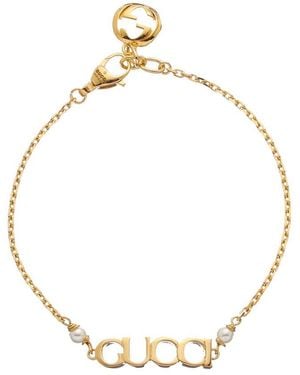 Gucci Logo Lettering Bracelet - Metallic