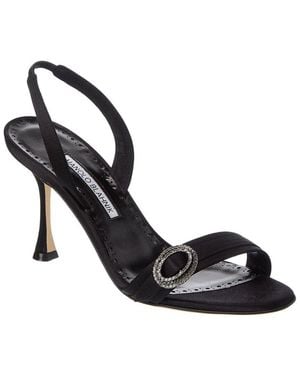 Manolo Blahnik Zutosan 90 Satin Slingback Sandal - Black