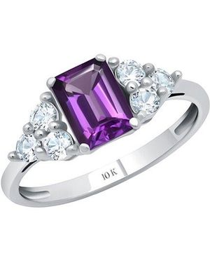 MaxColor 10K 0.70 Ct. Tw. Amethyst Halo Ring - Pink