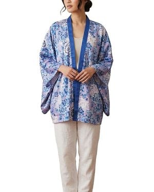 Saachi Graphic Garden Kimono - Blue