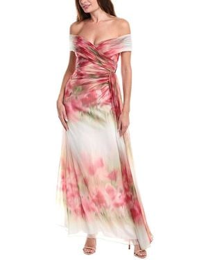 Badgley Mischka Gathered Chiffon Gown - Pink
