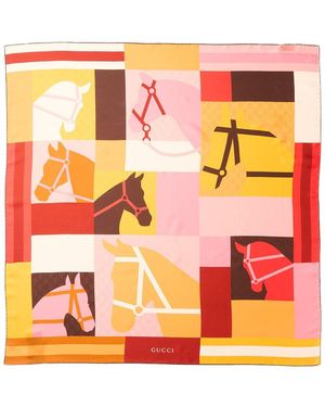 Gucci Printed Silk Jacquard Carré - Pink