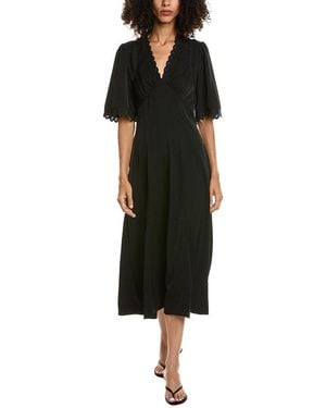 Max Studio Elbow Sleeve Scallop Midi Dress - Black