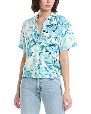 NVLT Linen-Blend Camp Shirt - Blue