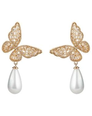 Eye Candy LA Luxe Collection 18k Plated Cz Butterfly Earrings - White