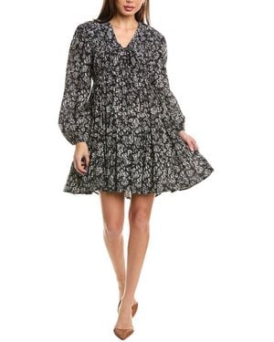 Merlette Pima Cotton Tiered Smocked Mini Dress - Black