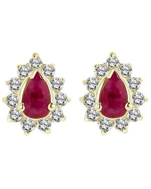 LEVARON 14K 0.70 Ct. Tw. Diamond & Ruby Earrings - Pink