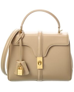 Celine 16 Small Leather Satchel - Natural