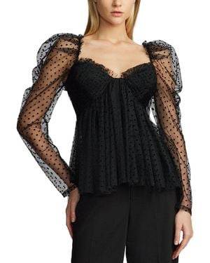Zac Posen Dotted Tulle Top - Black