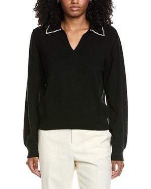 Brodie Cashmere Pearl Collar Wool & Cashmere-Blend Jumper - Black