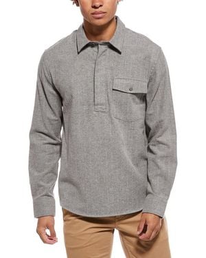 Vince Herringbone Popover Shirt - Grey