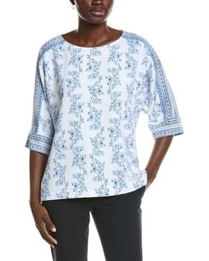 Anne Klein 3/4-Sleeve Bateau Neck Blouse - Blue