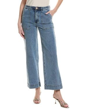 Cece Wide-Leg Patch Pocket Denim Pant - Blue