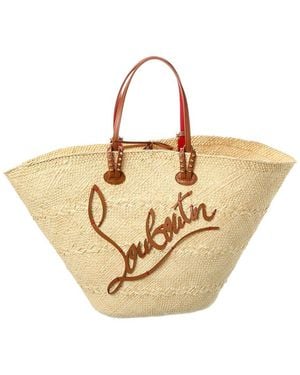 Christian Louboutin Cabata Large Raffia & Leather Basket Tote - Natural