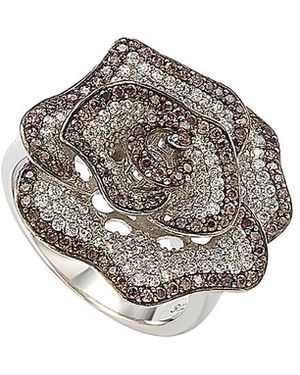 Suzy Levian CZ Jewelry Suzy Levian Silver Cz Flower Ring - Grey