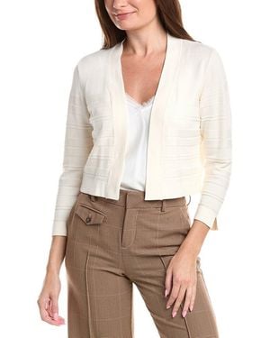 Jones New York Cropped Striped Stitch Shrug - White