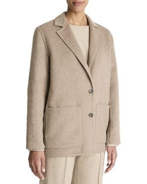 Vince Double Faced Wool & Cashmere-Blend Cardi Blazer - Natural