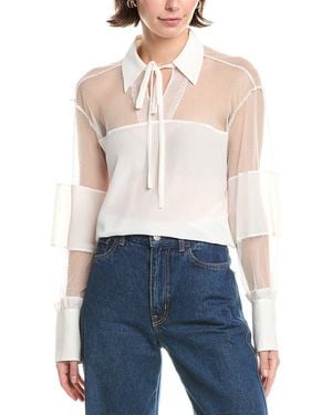 Rebecca Taylor Mesh Silk Blouse - White