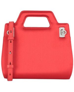 Ferragamo Mini Wanda Satin Top Handle Bag - Red