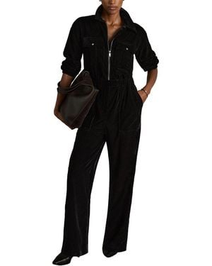 Reiss Vinnia Velvet Jumpsuit - Black