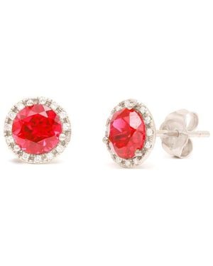 Diana M. Jewels Fine Jewellery 14k 2.03 Ct. Tw. Diamond & Garnet Halo Studs - Red