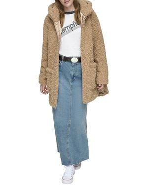 Andrew Marc Faux Sherpa Medium Wool Coat - Brown