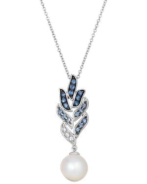 Le Vian Tranquility 14K 0.34 Ct. Tw. Sapphire Ombre, Sapphire & 8-9Mm Pearl Pendant Necklace - White