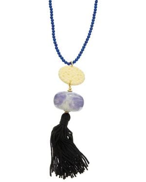 Kenneth Jay Lane Plated Tassel Necklace - White